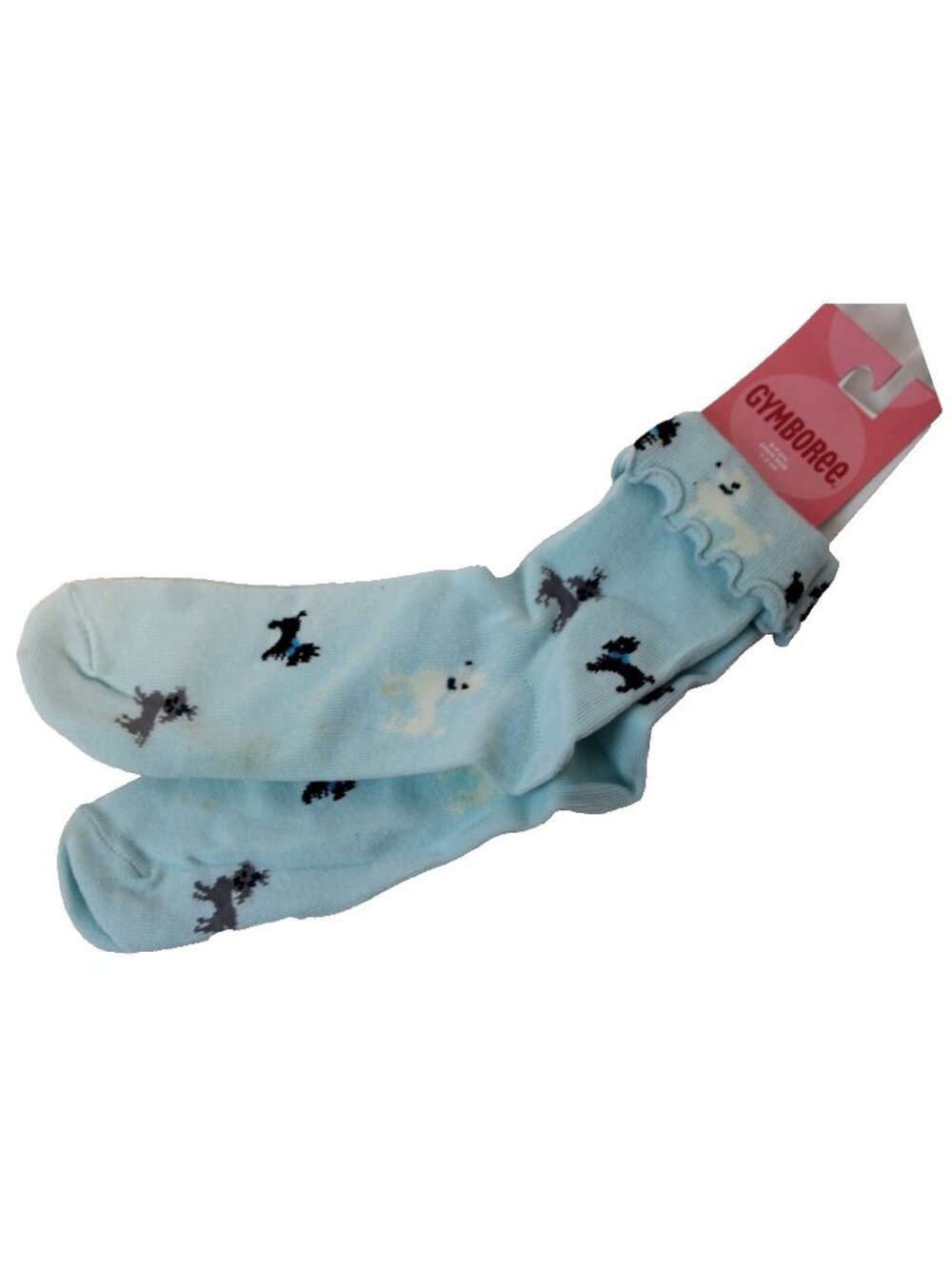 2004 Gymboree By Best Friend Light Blue Socks Poodles Dogs Lettuce fold Over Top